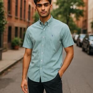 Polo Ralph Lauren Men’s Medium Blake Short Sleeve Button Down Gingham Plaid